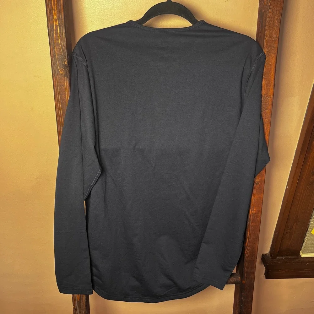 BYLT Premium Basics Signature Drop-Cut Long Sleeve Shirt Navy Blue Mens Small